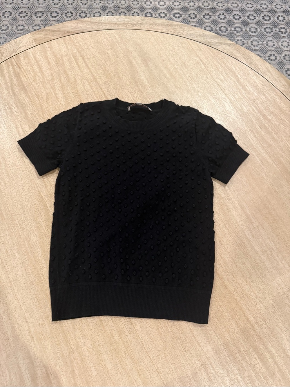 LOFT Black Textured Short-Sleeve Sweater Top